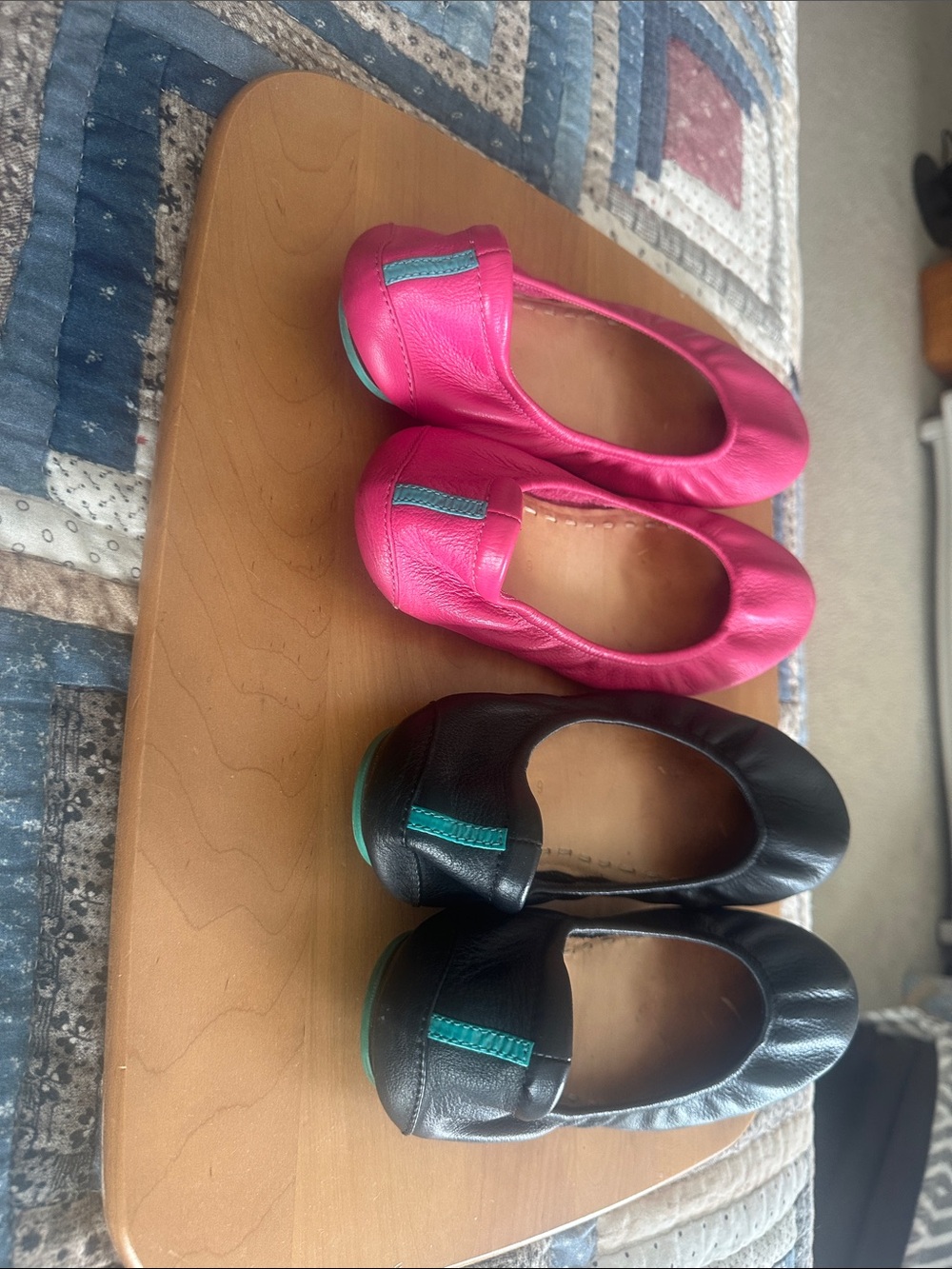 Tieks Leather Ballet Flats in Black and Hot Pink - Picture 4 of 6